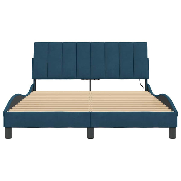 Bettgestell mit LED Blau 140x190 cm Samt