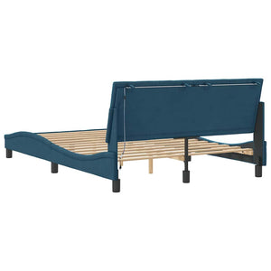 Bettgestell mit LED Blau 140x190 cm Samt
