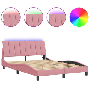 Bettgestell Hanko Rosa Samt LED 140x190 cm