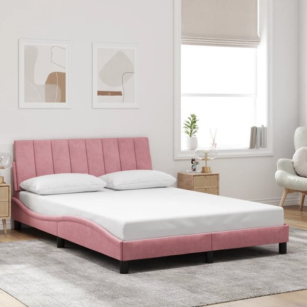 Bettgestell Hanko Rosa Samt LED 140x190 cm