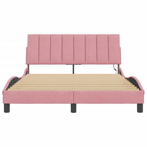 Bettgestell Hanko Rosa Samt LED 140x190 cm