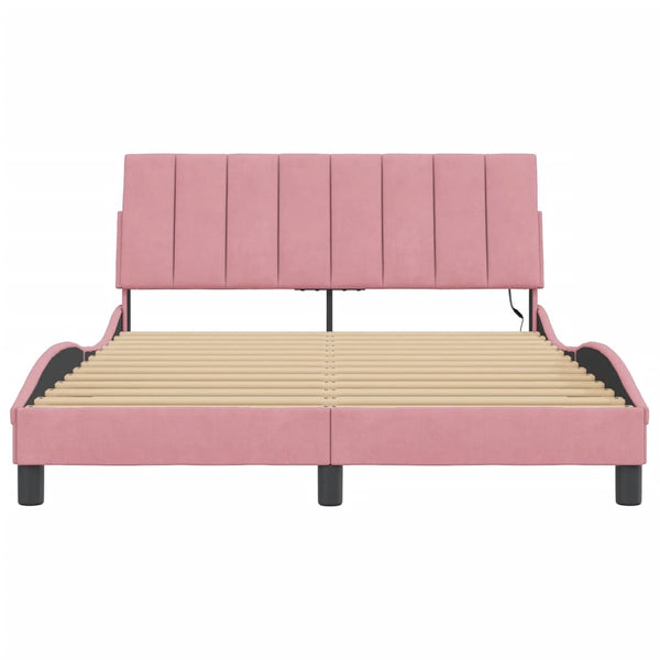 Bettgestell Hanko Rosa Samt LED 140x190 cm
