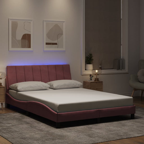 Bettgestell Hanko Rosa Samt LED 140x190 cm