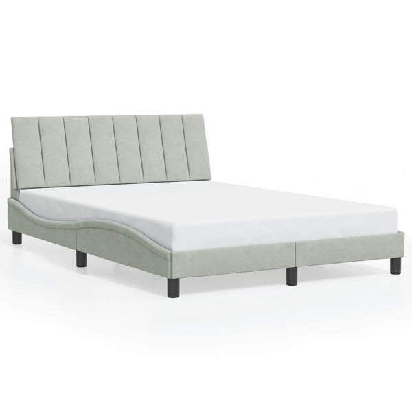 Bettgestell mit LED Hellgrau 140x200 cm Samt