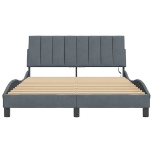 Bettgestell mit LED Dunkelgrau 140x200 cm