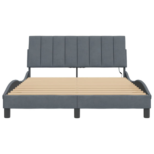 Bettgestell mit LED Dunkelgrau 140x200 cm
