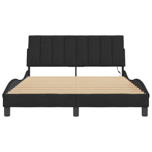 Schwarzes Samt Bettgestell 140x200 cm mit LED