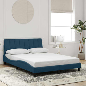 Bettgestell mit LED Blau 140x200 cm Samt