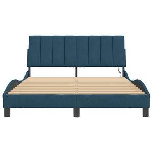 Bettgestell mit LED Blau 140x200 cm Samt