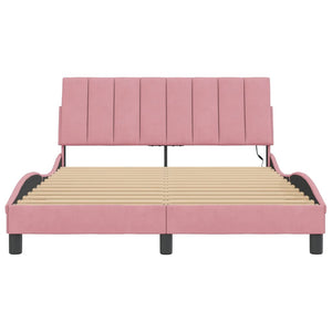 Bettgestell Rosa 140x200 cm mit LED Samt