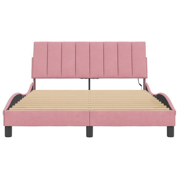Bettgestell Rosa 140x200 cm mit LED Samt
