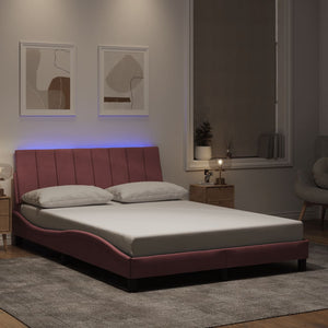 Bettgestell Rosa 140x200 cm mit LED Samt