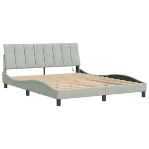 Bettgestell mit LED Hellgrau Samt 160x200 cm