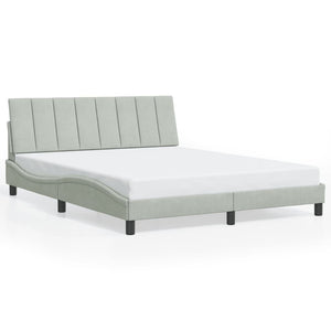 Bettgestell mit LED Hellgrau Samt 160x200 cm