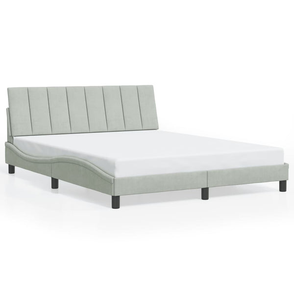Bettgestell mit LED Hellgrau Samt 160x200 cm
