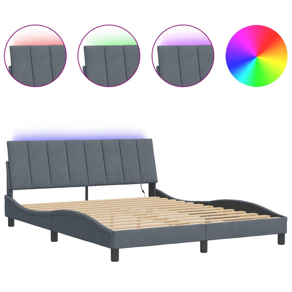 Bettgestell Hanko mit LED Dunkelgrau 160x200 cm