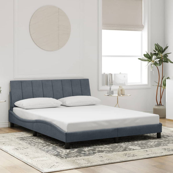 Bettgestell Hanko mit LED Dunkelgrau 160x200 cm