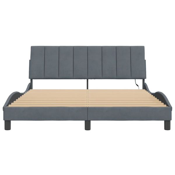 Bettgestell Hanko mit LED Dunkelgrau 160x200 cm