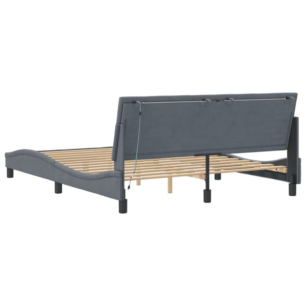 Bettgestell Hanko mit LED Dunkelgrau 160x200 cm