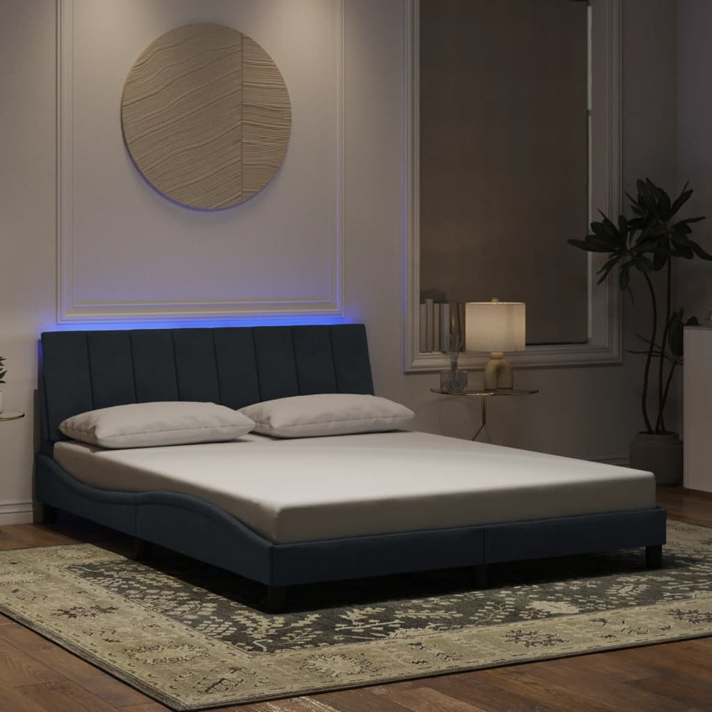 vidaXL LED Bed Frame without Mattress "Hanko" Dark Grey 160x200 cm Velvet