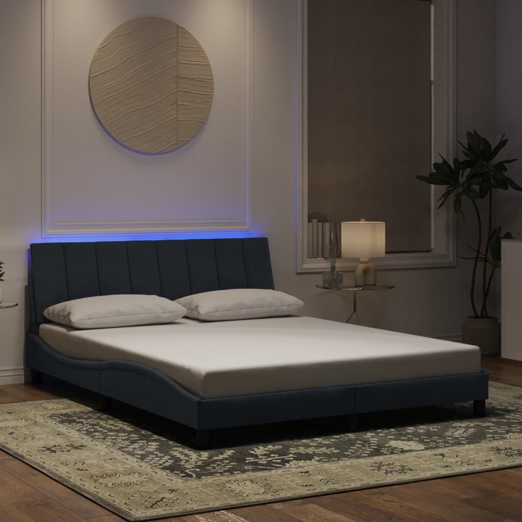Bettgestell Hanko mit LED Dunkelgrau 160x200 cm
