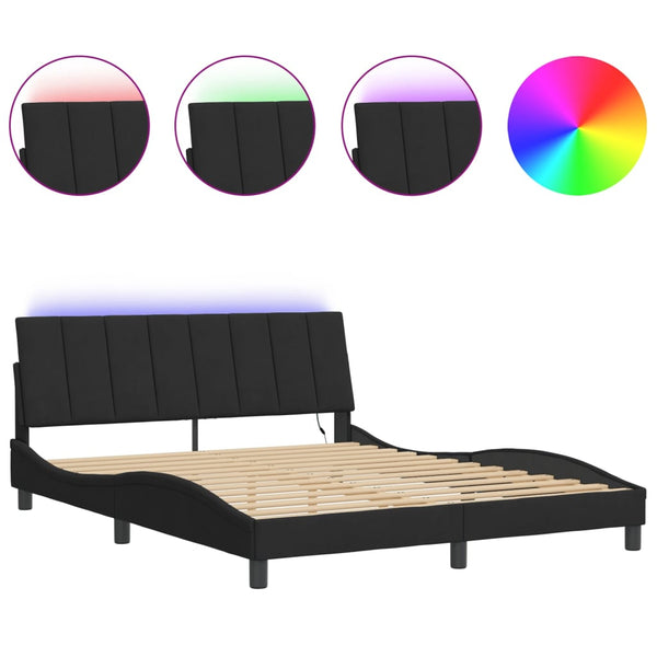 Bettgestell Hanko mit LED Schwarz 160x200 cm