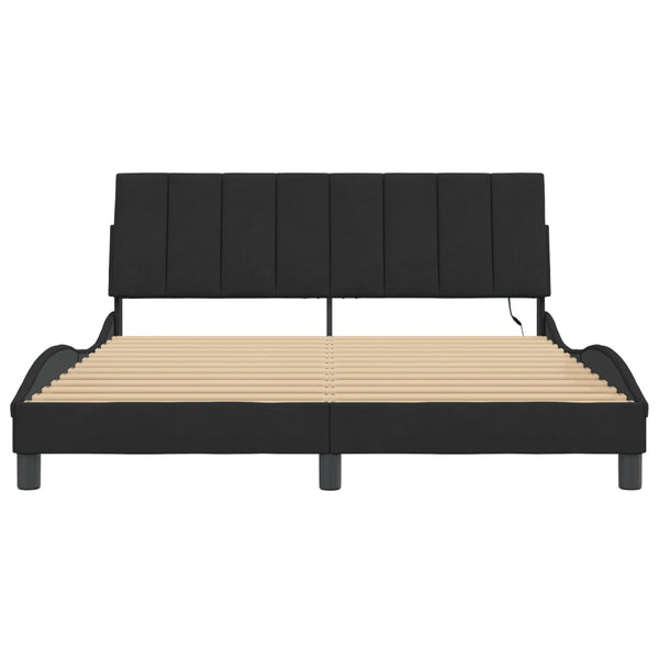 Bettgestell Hanko mit LED Schwarz 160x200 cm