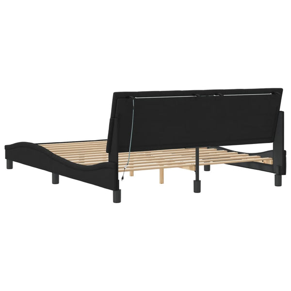 Bettgestell Hanko mit LED Schwarz 160x200 cm