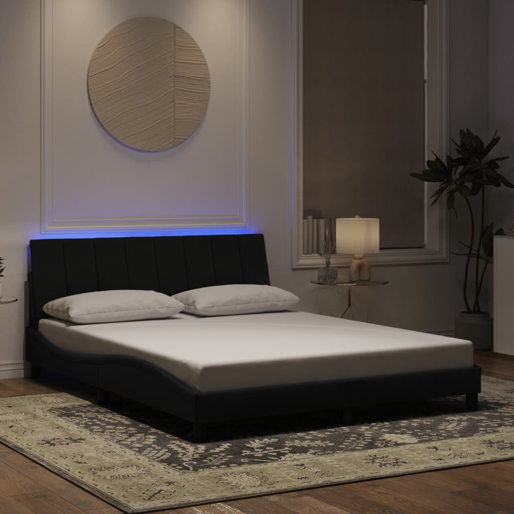 Bettgestell Hanko mit LED Schwarz 160x200 cm