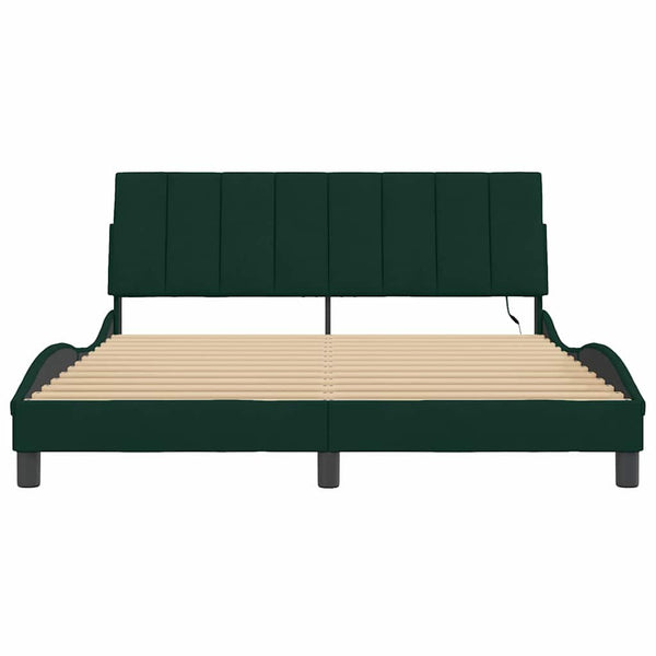 Bettgestell Hanko Dunkelgrün 160x200 cm mit LED