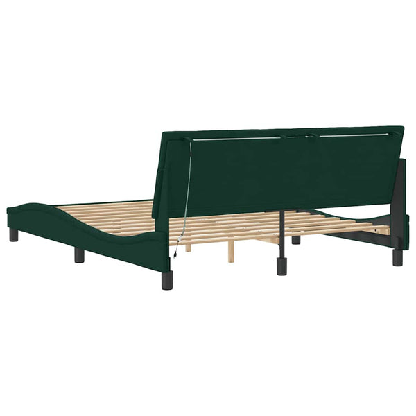 Bettgestell Hanko Dunkelgrün 160x200 cm mit LED