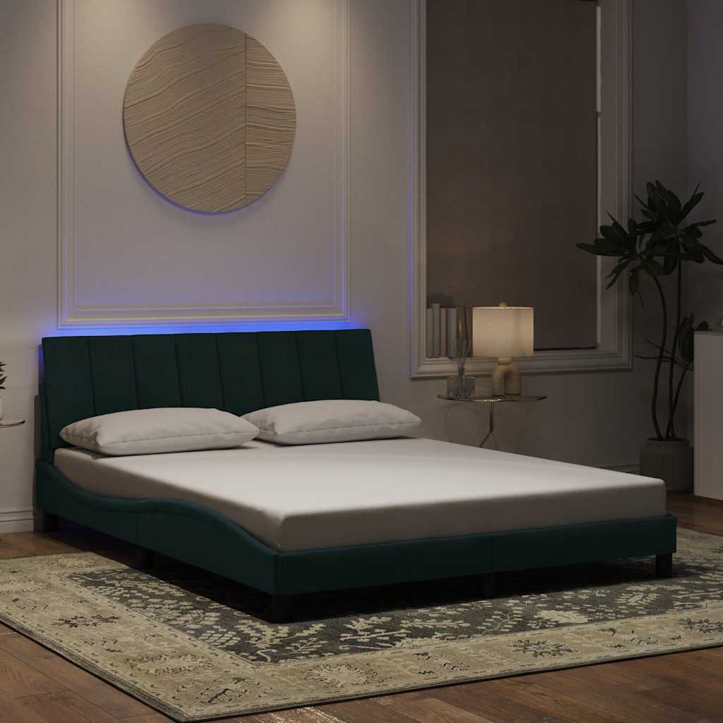 Bettgestell Hanko Dunkelgrün 160x200 cm mit LED