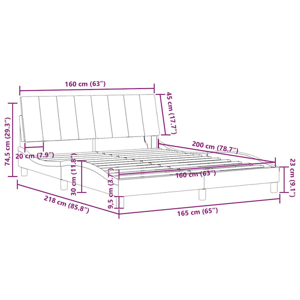 vidaXL Cadre de lit avec LED sans matelas "Hanko" bleu 160x200 cm Velours