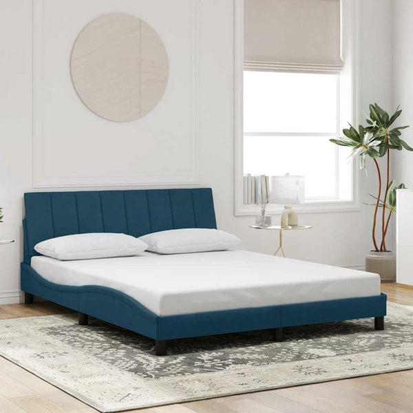 vidaXL Cadre de lit avec LED sans matelas "Hanko" bleu 160x200 cm Velours