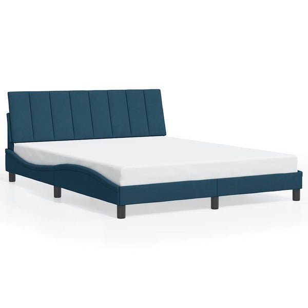 vidaXL Cadre de lit avec LED sans matelas "Hanko" bleu 160x200 cm Velours
