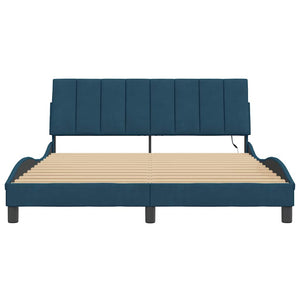 vidaXL Cadre de lit avec LED sans matelas "Hanko" bleu 160x200 cm Velours