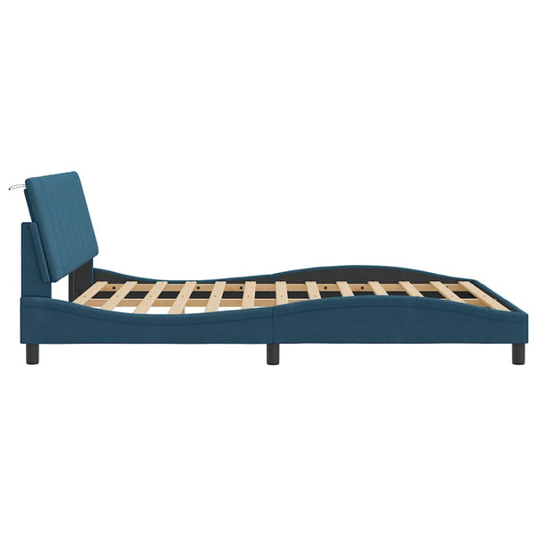 vidaXL Cadre de lit avec LED sans matelas "Hanko" bleu 160x200 cm Velours