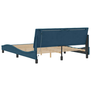 vidaXL Cadre de lit avec LED sans matelas "Hanko" bleu 160x200 cm Velours