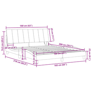 Bettgestell mit LED Rosa Samt 160x200 cm