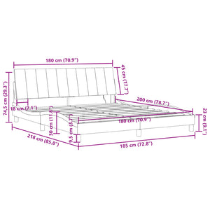 Bettgestell mit LED Hellgrau 180x200 cm Samt
