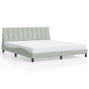 Bettgestell mit LED Hellgrau 180x200 cm Samt