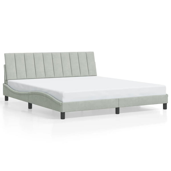 Bettgestell mit LED Hellgrau 180x200 cm Samt