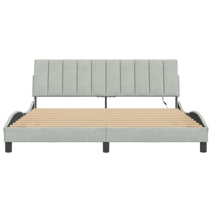 Bettgestell mit LED Hellgrau 180x200 cm Samt