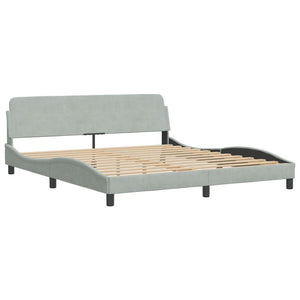 Bettgestell mit LED Hellgrau 180x200 cm Samt