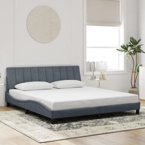 Bettgestell mit LED Dunkelgrau Samt 180x200 cm
