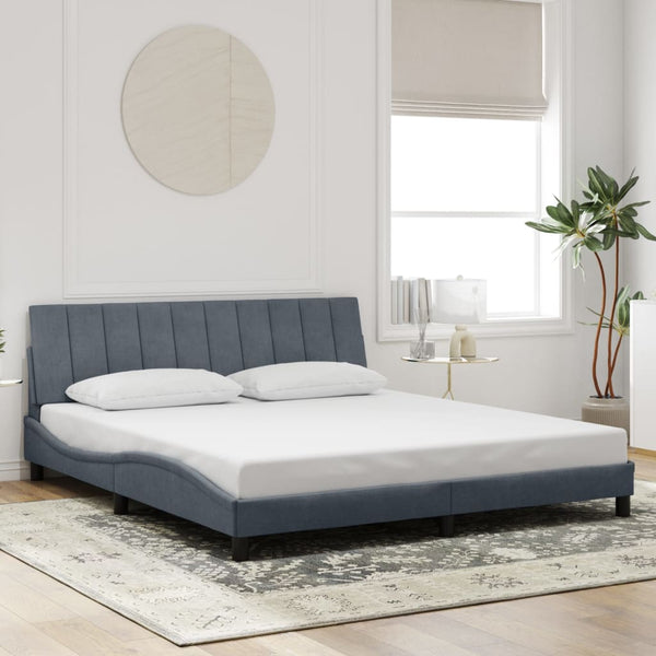 Bettgestell mit LED Dunkelgrau Samt 180x200 cm