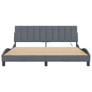 Bettgestell mit LED Dunkelgrau Samt 180x200 cm