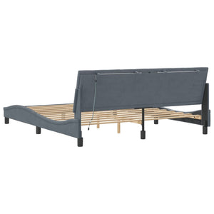 Bettgestell mit LED Dunkelgrau Samt 180x200 cm