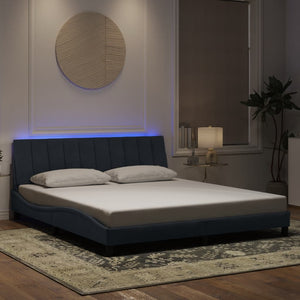 Bettgestell mit LED Dunkelgrau Samt 180x200 cm