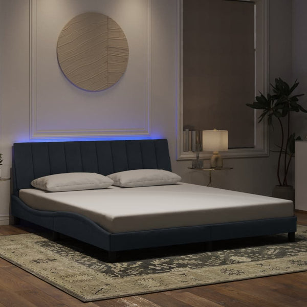 Bettgestell mit LED Dunkelgrau Samt 180x200 cm